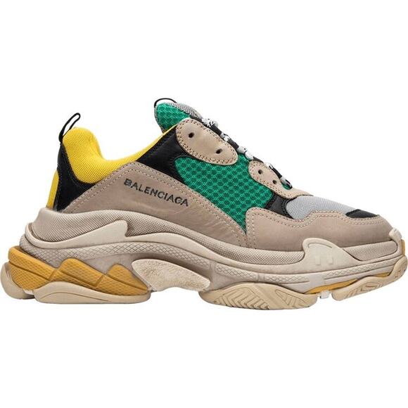 Balenciaga Triple S Sneakers Beige Green Yellow 2018 Reissue Flat Platform 46 13 - Picture 3 of 15